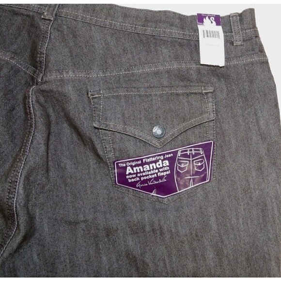GLORIA VANDERBUILT Amanda gray-ish brown jeans 29" inseam women's size 22W, NEW - Picture 3 of 5